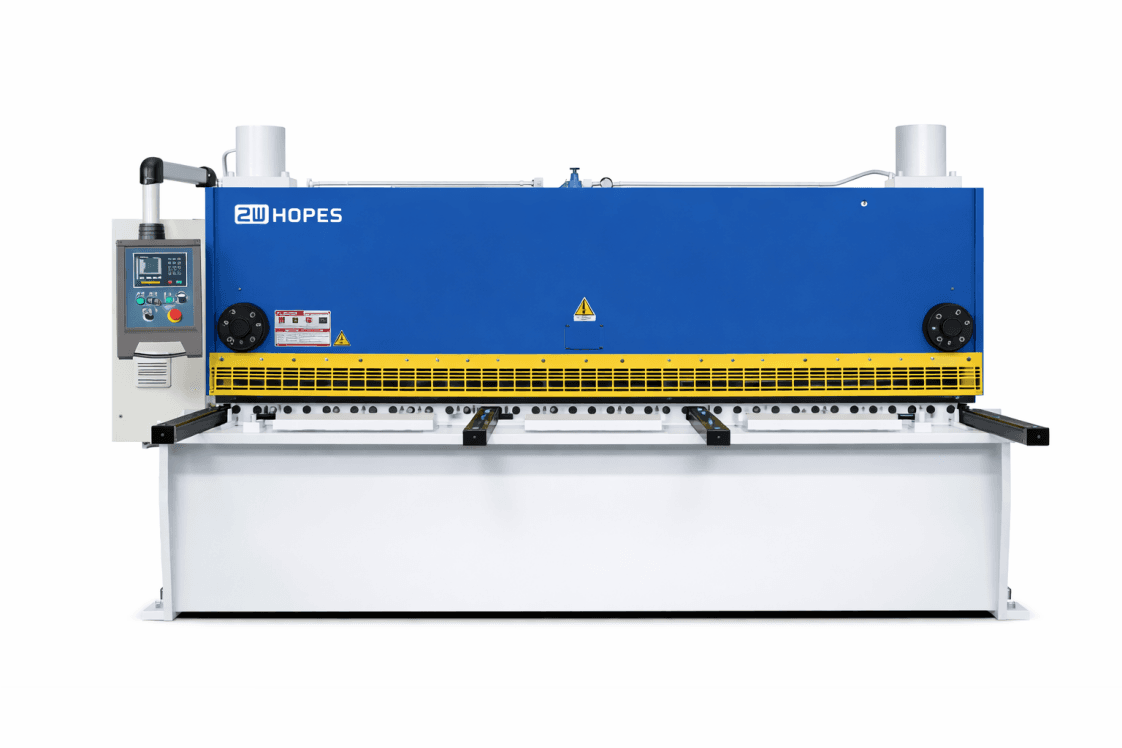 CNC shearing machine in industrial setting